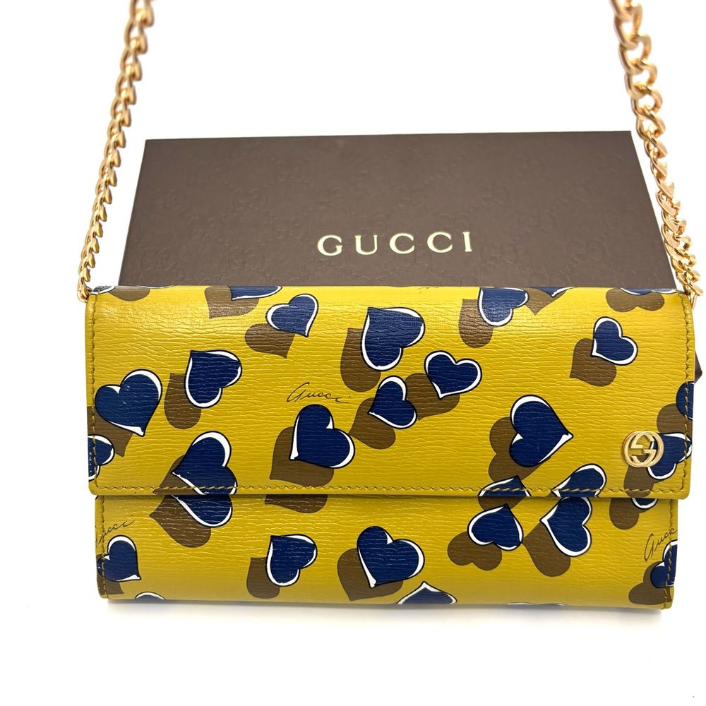 Gucci Yellow‎ Heart Print Wallet